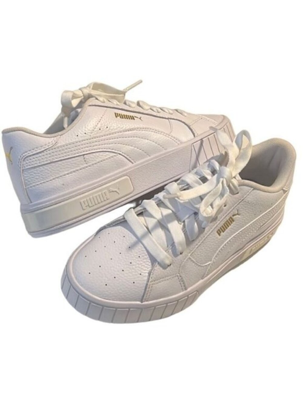 Puma Cali Star White Leather Lace Up Sneakers Size 8 NIB